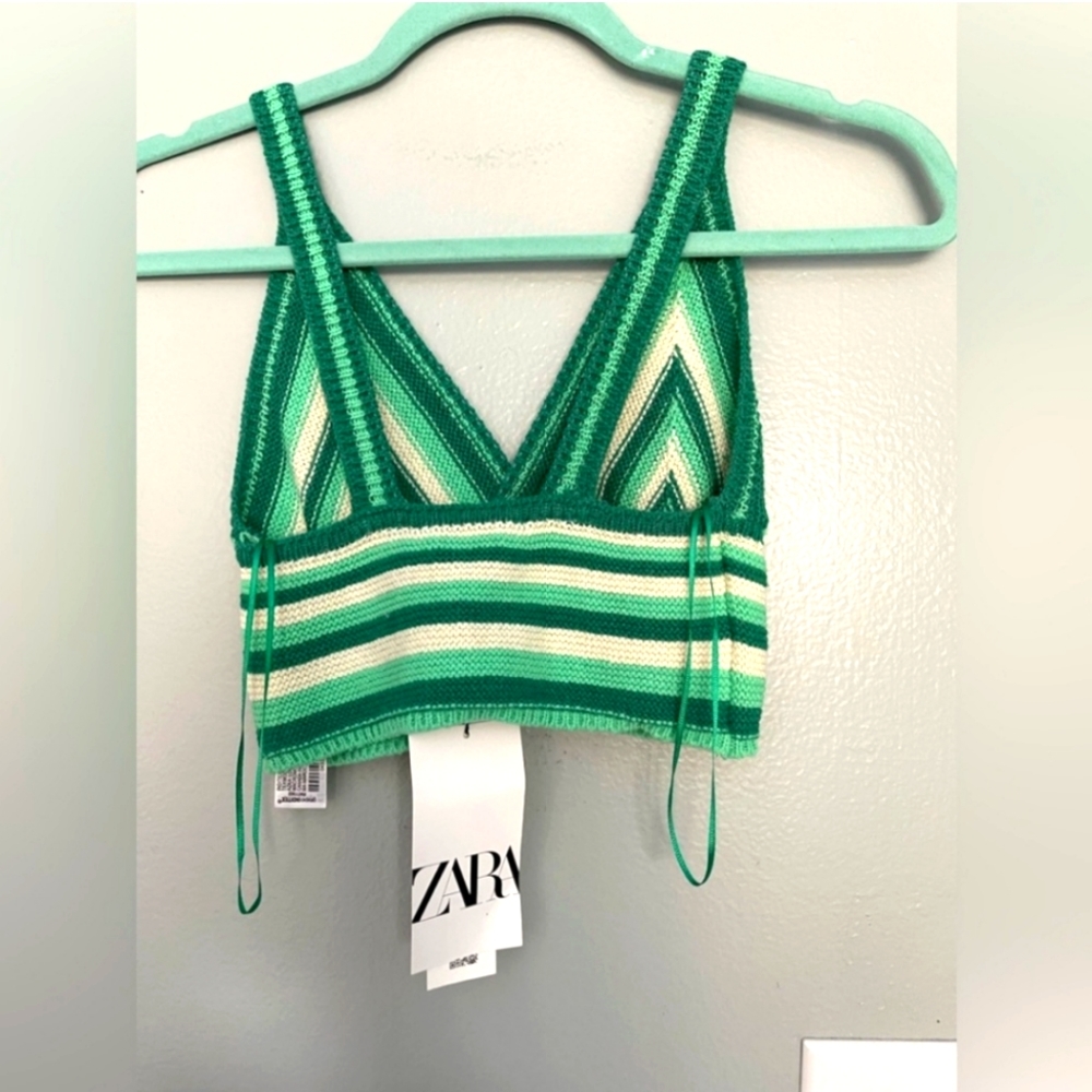 NWT Zara green crochet tank top Size Small - Picture 5 of 6